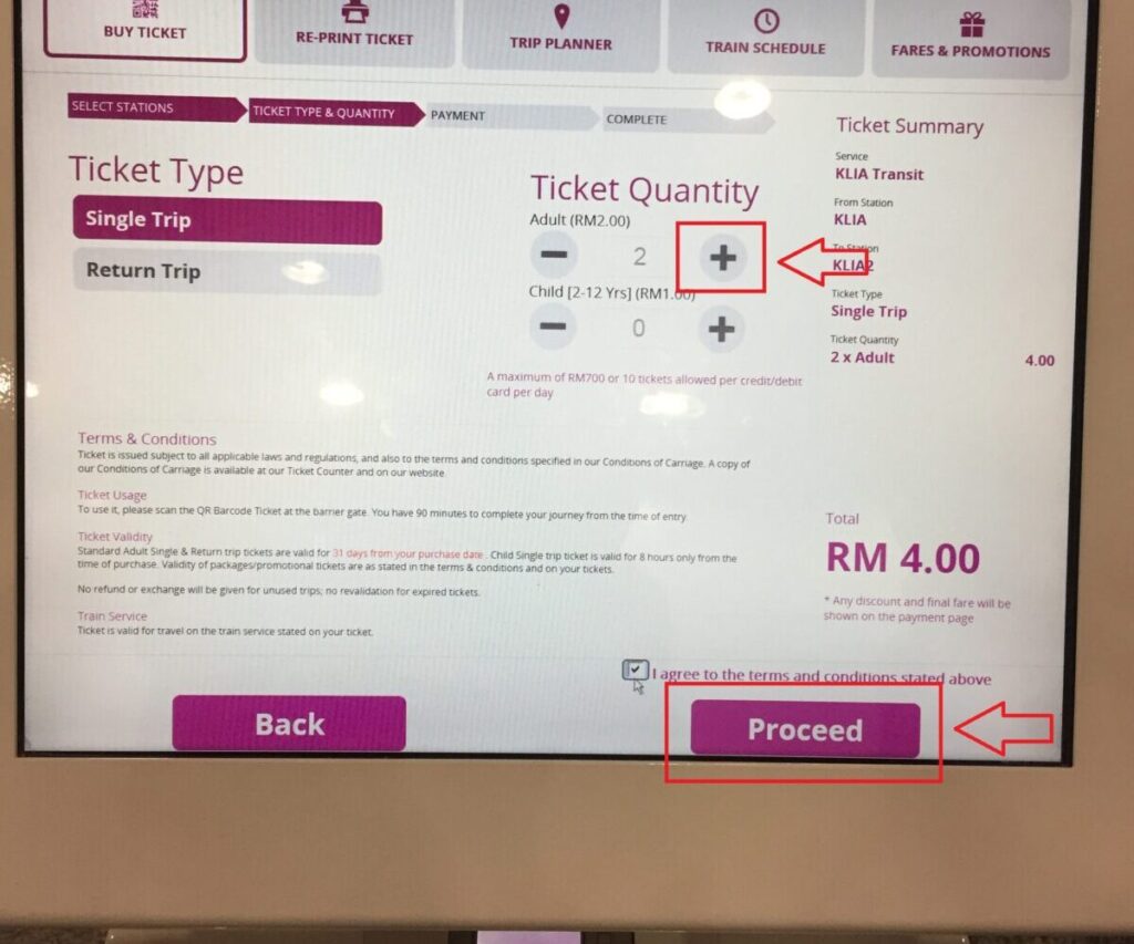 KLIAエクスプレス/トランジットのチケット購入②